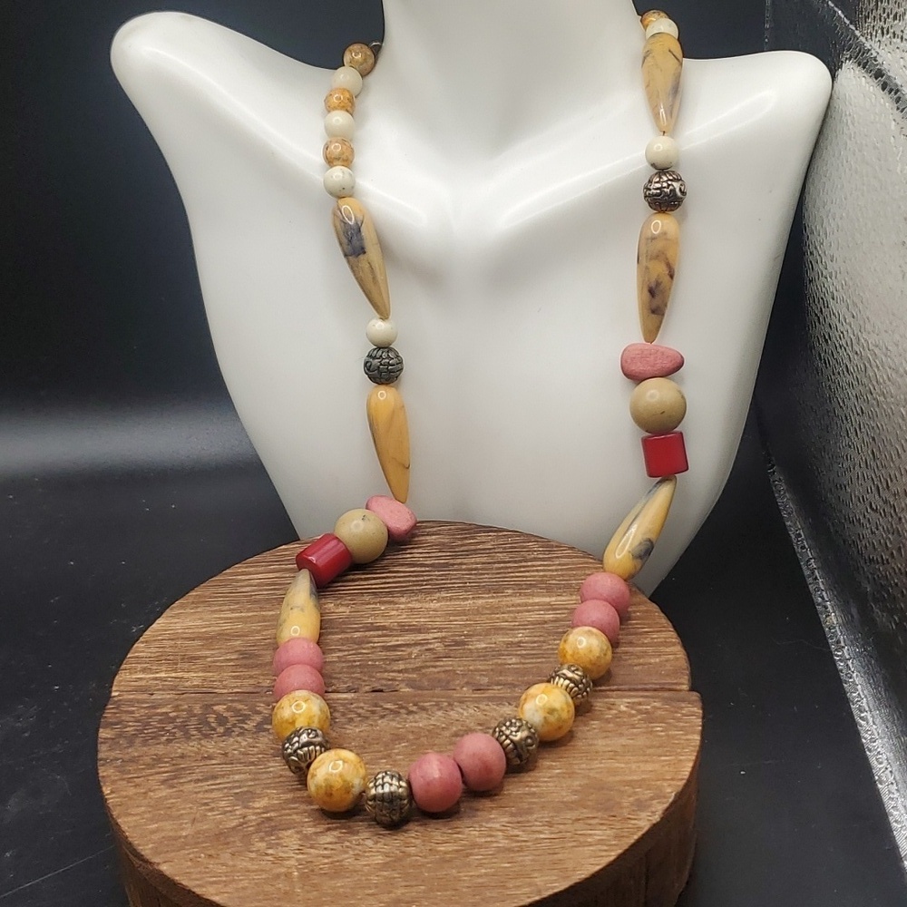 Exotic natural stone‎ sconce tribal necklace N3209 hideaway bay